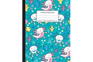 Composition Notebook: Cute Axolotl Aquatic Pattern. Blank Lined.