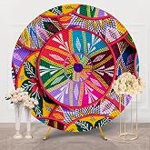 TTshouse 7.2FT Ethiopian Basket Pattern Round Backdrop, Fabric Cover Only, Transnational Habesha Handmade Africa Ethiopia Background Wall for Wedding, Baby Shower &amp; Birthday Parties
