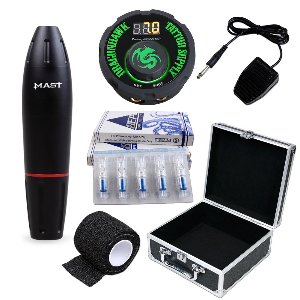 tattoo pen mast dragonhawk machine supply rotary dragon power hawk cartridges sea box foot pedal 1013 machines gift needles professional