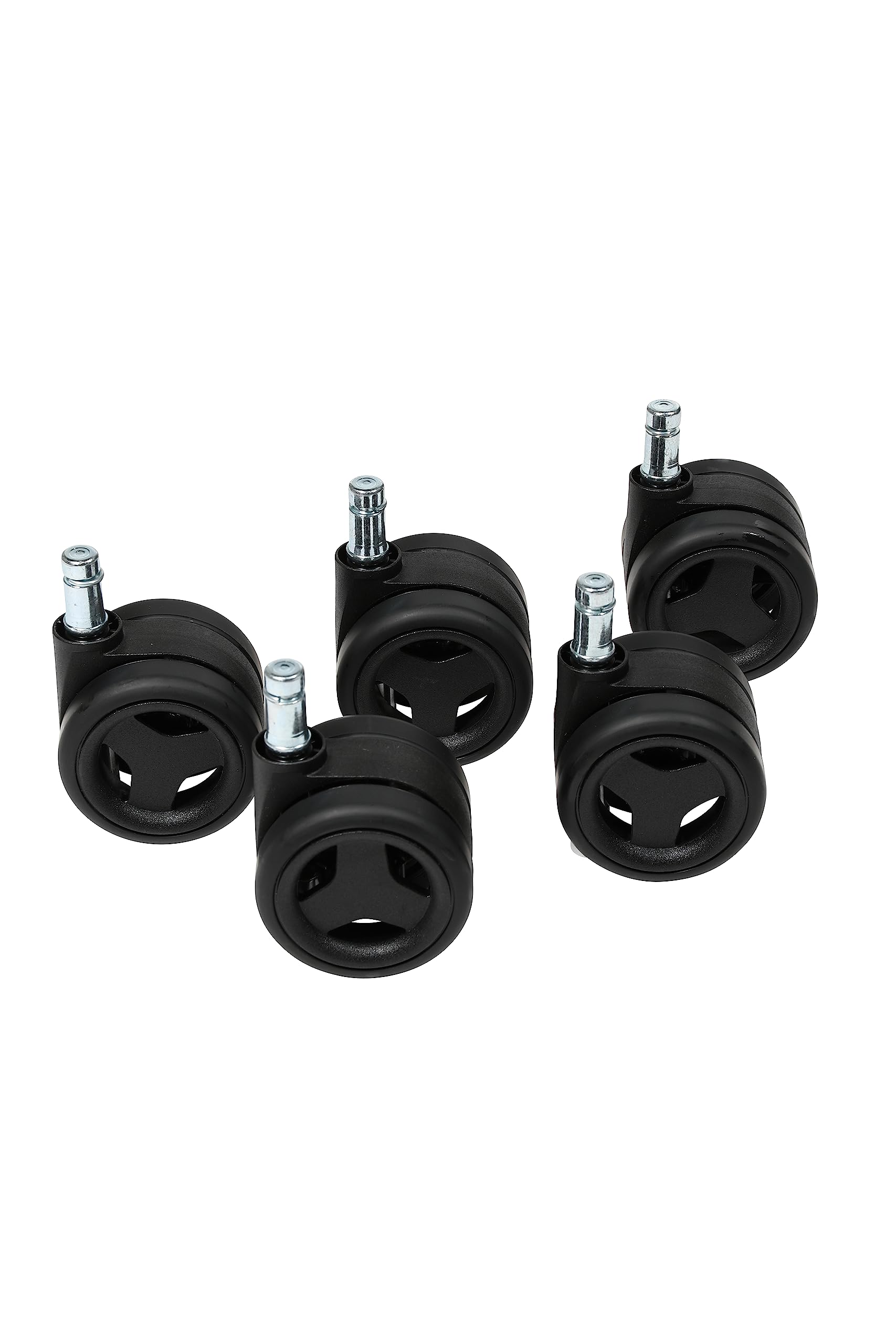 TOPSTAR Hard Floor Castors, Swivel Chair Castors (Set = 5 Wheels), Spoke Design, Suitable for Sitness RS, Plastic, Black, Pin Diameter 11 mm, Wheel Diameter 65 mm, 6.5 x 6.5 x 6.5 cm