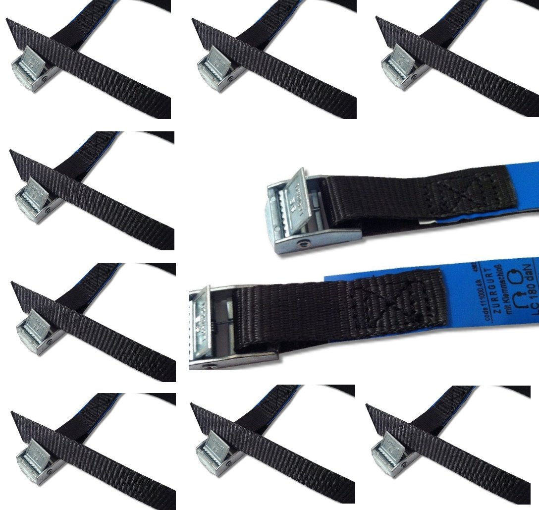 5x Befestigungsriemen 1m X 20mm - Made In Germany Zurrgurte Mit Klemmschloss