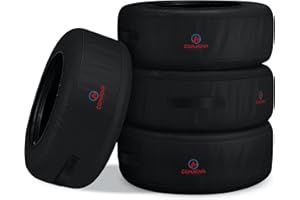 M COMNOVA OUTDOORS Comnova Seasonal Tire Totes 4 Pack - 600D Spare Tire Cover with Handle, Waterproof Heavy Duty Fade-Resistant Tire Storage Bag, Fits Tire Diameters 22" - 31", Black