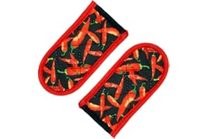 Evoio Cast Iron Skillet Handle Covers, Pan Pot Handle Covers Heat Resistant, Hot Handle Covers, Pan Pot Cast Iron Handle Holder Sleeves Mitt for Kitchen, BBQ and Baking Cookware (2-Pack Red Pepper)