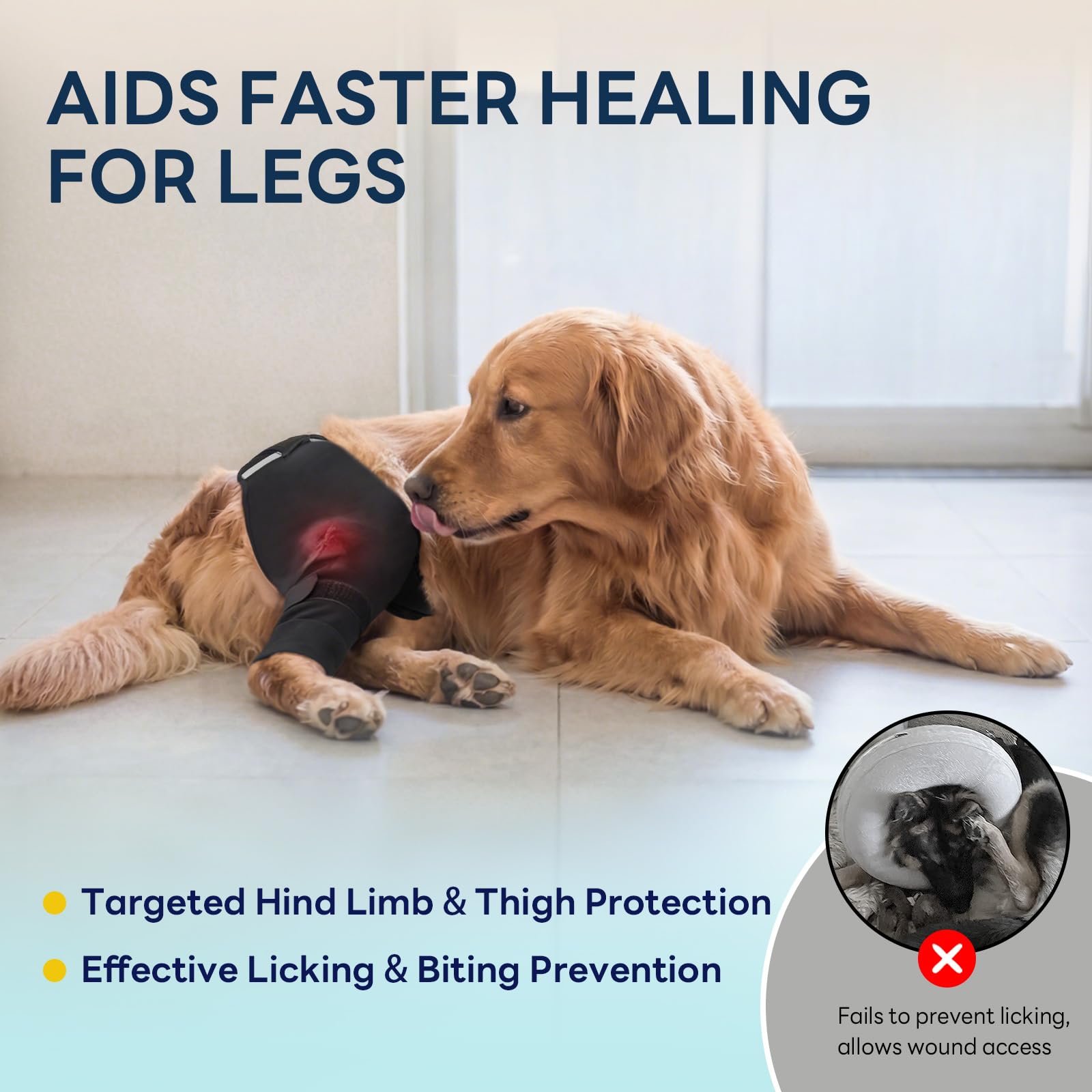Condition photo showing New/Like New for joypig dog rear leg sleeve to stop licking, upgraded hind leg cover to stop slipping, for tplo surge