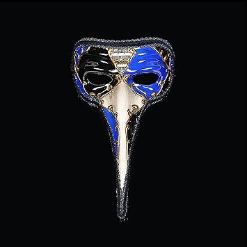 Maschera Di Carnevale Veneziano Uomo Becco Naso Lungo Uomini E Donne Blu Amazon It Giochi E Giocattoli