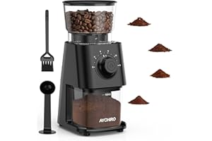 AYCHIRO Coffee Grinder Electric, Coffee Beans Grinder for Home Use with 30 Grind Settings - 12 Cups Capacity for Espresso, Drip & Americano, Black