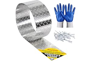 Royilink Embossed Aluminum Diamond Chekcer Plate Sheet Metal – Silver, 24" x8 FT Roll – Perfect for Trailer Stone Guard, RV Wall Panel & DIY Projects