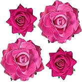 Topbuti Rose Hair Clip Flower Hairpin Brooch Floral Clips, 4 Pcs Fabric Rose Flowers Hair Clips Mexican Hair Flowers Pin up Headpieces for Woman Girl Wedding Party Mother's Day (Hot Pink)