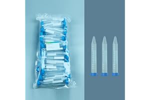 VISOSCI Autoclavable Polypropylene Centrifuge Tubes, Volume 15ml, White Printed Graduated Marks from 1.5ml to 14ml, Assembled Leak-Proof Screw Cap, Gamma Sterile, 50pcs/Bag