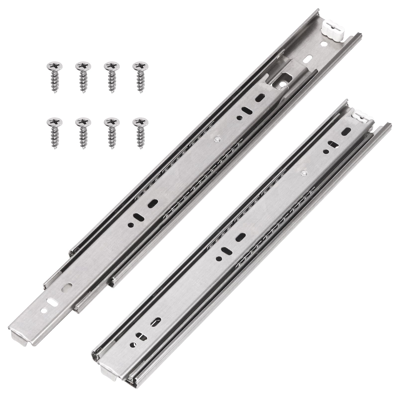 Swpeet 10Pcs 300mm Full Extension Less Noise Ball Bearing Metal Drawer Slides, 100 lb Load Capacity Heavy Duty Locking Side Mount Silver Slides with Screws