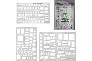 ENJOYLink 3 Pcs Interior Design Drawing Templates Including a House Floor Plan Template, a Furniture Template and an Interior Design/Kitchen/Bedroom Reusable Stencils for Drawing & Drawing Tools
