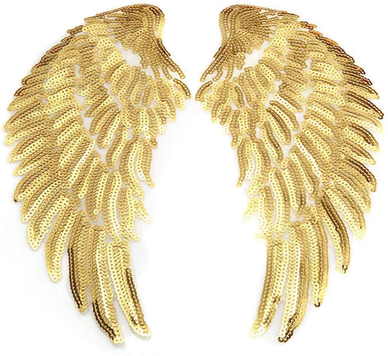 Photo 1 of 1Pair Fashion Black Angel Wings Sequins Patches Sequin Wings Set for Clothing Iron-on Embroidered Patch Motif Applique DIY Xmas Accessories (1 Pair Gold)