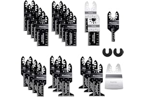 HANIDA 24PCS Universal Wood Metal Oscillating Multitool Quick Release Saw Blades Fit Fein Multimaster Porter Cable Black & Decker Rockwell Ridgid Ryobi Milwaukee Chicago Craftsman