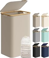 SONGMICS 90L Laundry Basket with Lid Camel Brown LCB509N01V1