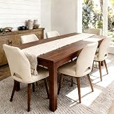 Dining Table for 6, Farmhouse Rectangular Kitchen Table, Walnut Wood | Modern Dinner Table for Family Gathering &amp; Home Office - Sturdy Furniture