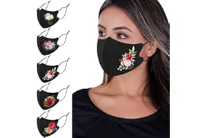 OMG Decor Face Masks Washable,Cloth Face Mask Reusable,Ice Silk Cotton Cloth Masks,3D Printing Pattern Face Mask,Pack of 5