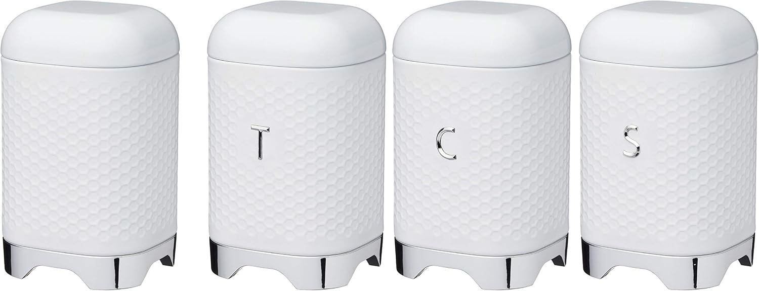 KitchenCraft Lovello Textured Food Storage Container with Geometric Hexagon Pattern, 11 x 11 x 19 cm (4.5" x 4.5" x 7.5") - Ice White - Image 5