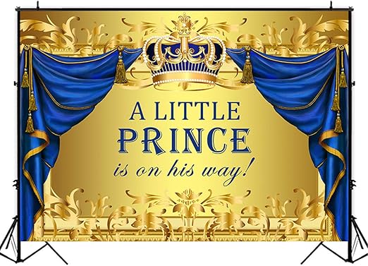 Amazon Com Backdropsonline Royal Blue And Gold Boy Baby Shower