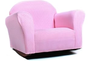KEET Gingham Rocking Chair for Kids – Soft Microsuede Upholstery, Sturdy Wooden Frame, Ergonomic Padded Seat, Smooth Rocking Motion, Easy to Clean, Ages 2–5, Perfect for Bedrooms & Playrooms.