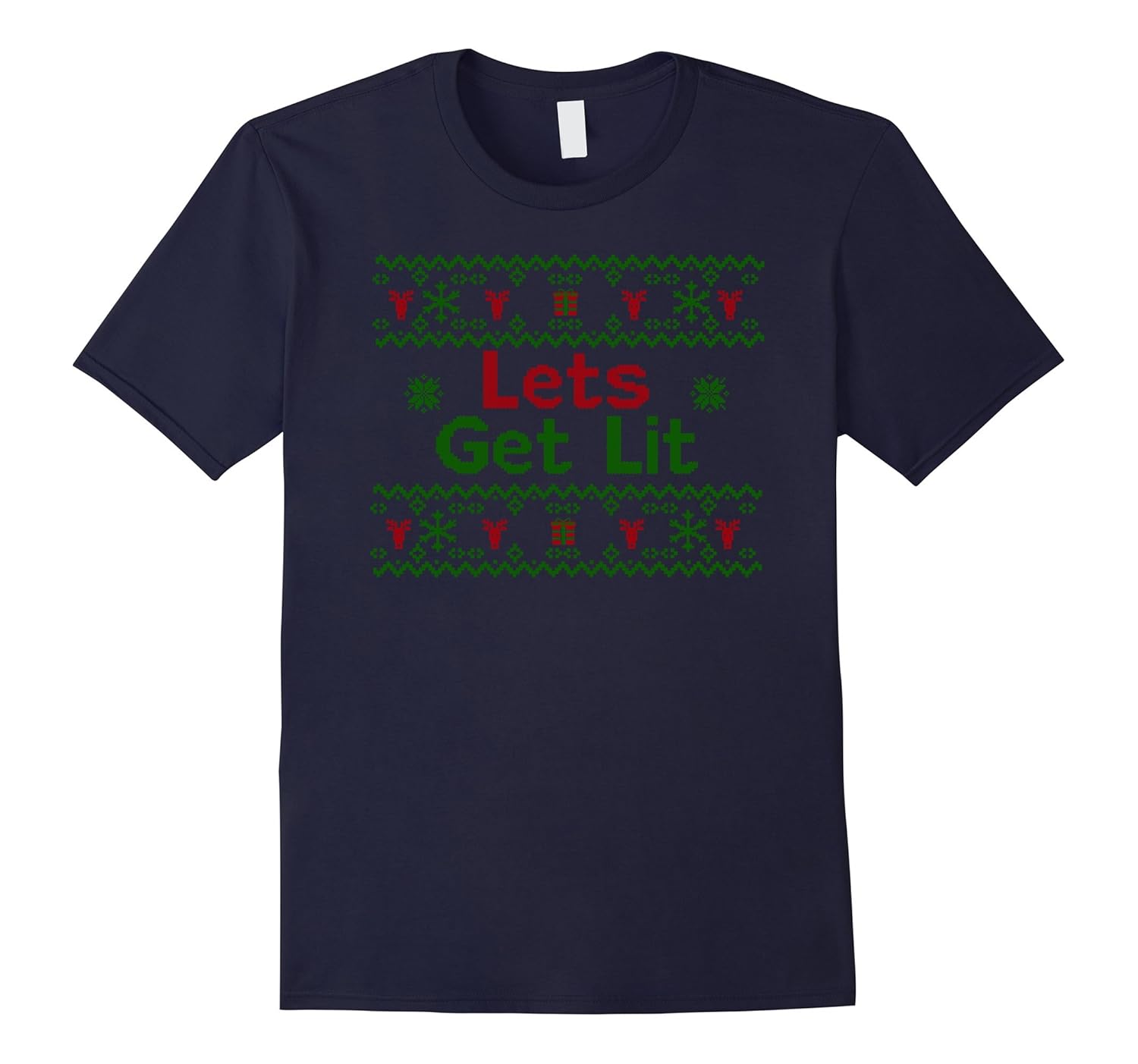 Lets Get Lit Tree Lights Joke Ugly Christmas Sweater Shirt-ANZ