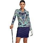 Golf Shirts for Woman UPF 50+ Sun Protection Quick Dry Lightweight Long Sleeve Polo Shirts for Woman Rash Guard