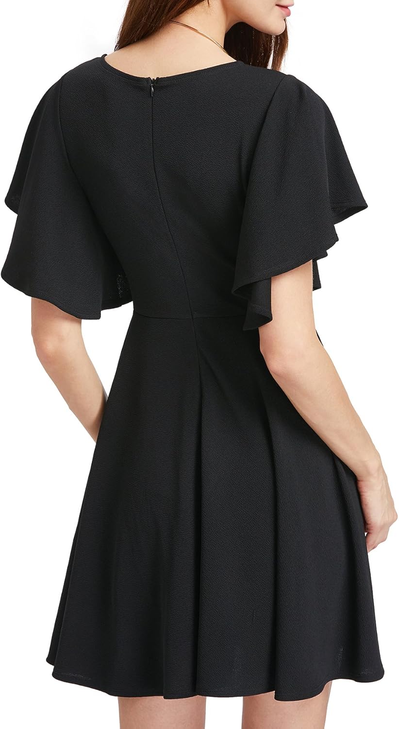 Romwe Women's Stretchy A Line Swing Flared Skater Cocktail Party Dress at  Women’s Clothing store