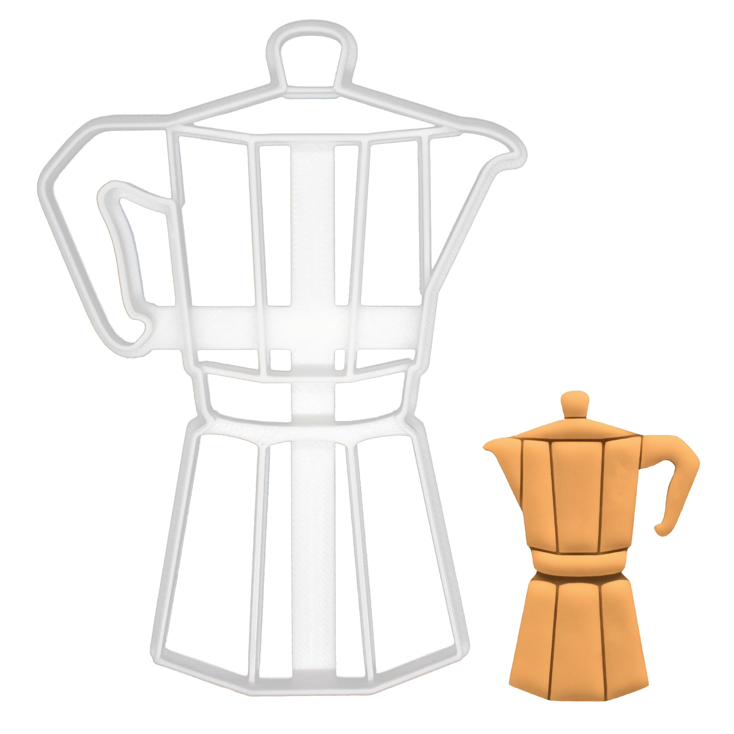 BAKERLOGY Moka Pot Cookie Cutter - Detailed Biscuit Cutter Design for Baking and Crafts, Ideal on Fondant, Dough, Clay