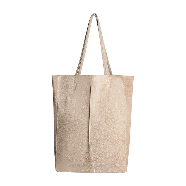 SKUTARI Original Vittoria Ruvido Shopper, Laptop- und Einkaufstragetasche aus echtem Veloursleder mit extra langen Griffen un