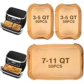 150 Pcs Air Fryer Liners Disposable for Ninja DZ071 Foodi 7-9 QT Air Fryer | Unbleached Parchment Paper, Two Sizes, Natural Pulp, Food-Grade, Thicker, Heat-Resistant, Non-Stick, Oil-Proof