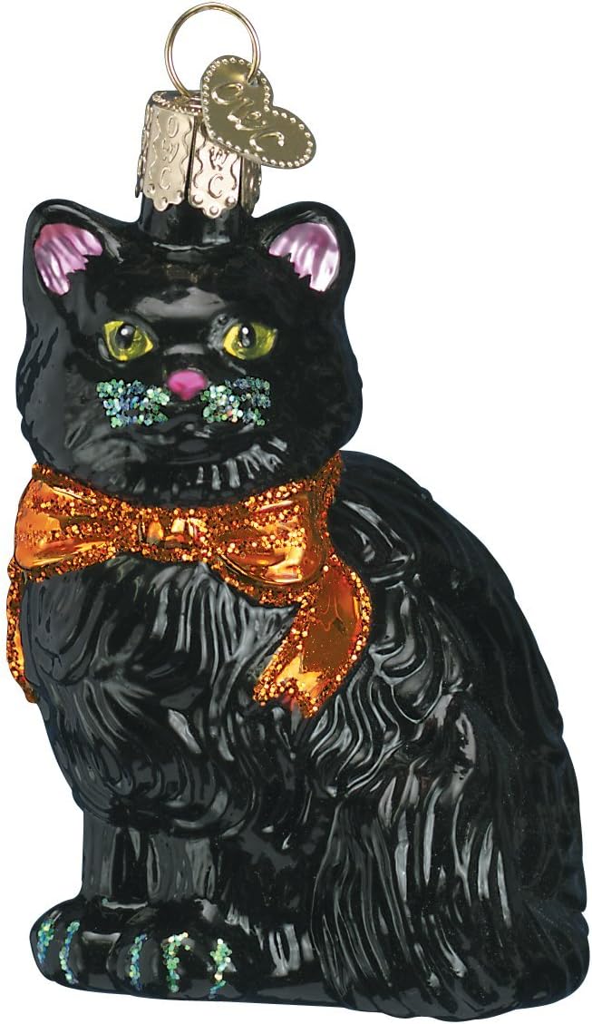 Ornaments - Old World Christmas Halloween Kitty Glass Blown Ornament for Christmas Tree