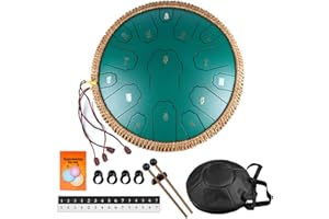 Steel tongue drum 13 inch 15 notes AETOO D major Percussion instrument Kit Carry bag with Music book for Concert, Children's Music Enlightenment,for adults Yoga Meditation (13 inch) …