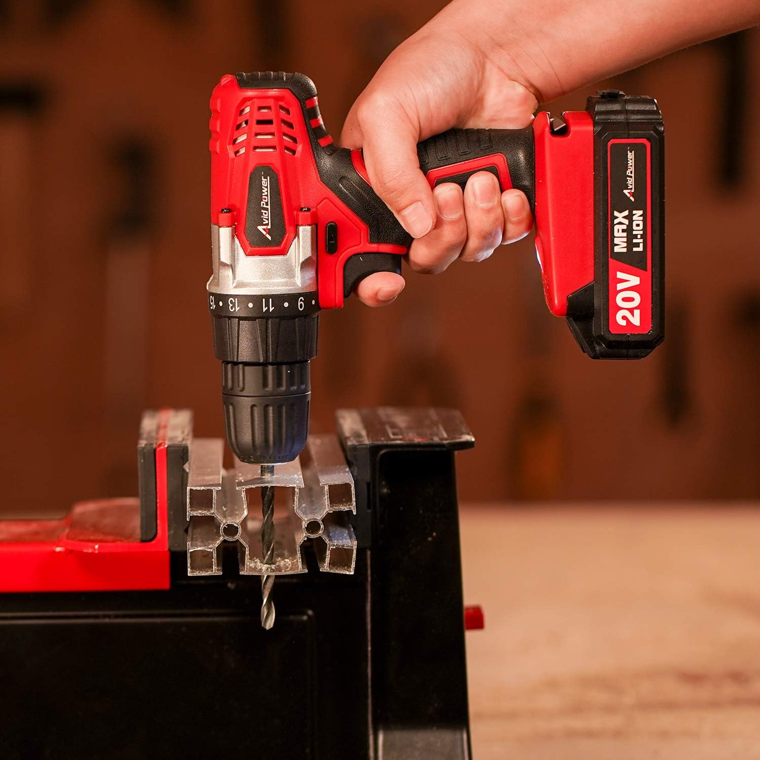 Avid Power 20V MAX Lithium Ion Cordless Drill, Power Drill Set with 3/8 inches Keyless Chuck, Variable Speed, 16 Position and 22pcs Drill/Driver Bits: Home Improvement