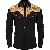 EL PIONERO Men's Western Cowboy Shirt Embroidered Shirt Long Sleeve Casual Snap Button Shirt