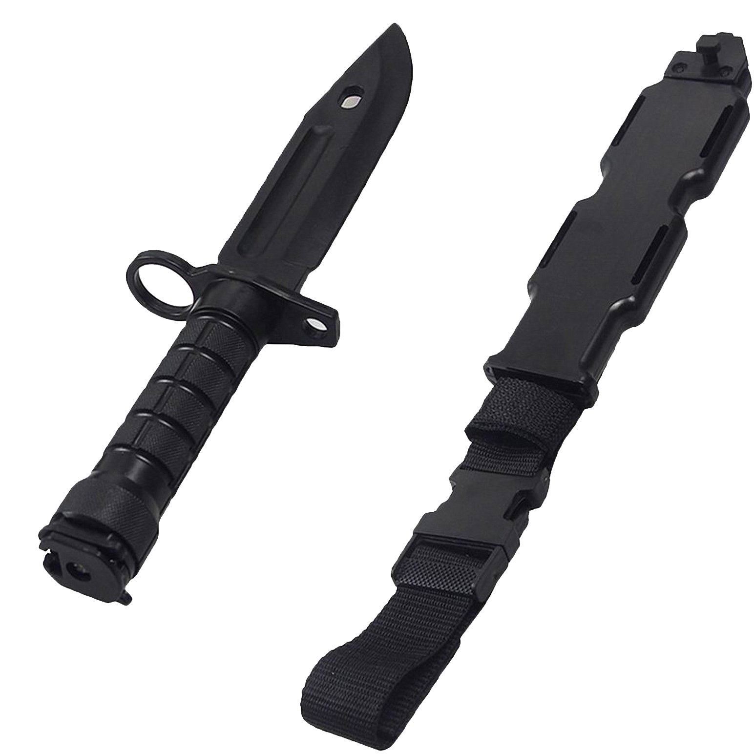 Rubber Combat Knife black Bayonet M9 Style for Training Airsoft Scabbard - memoscan