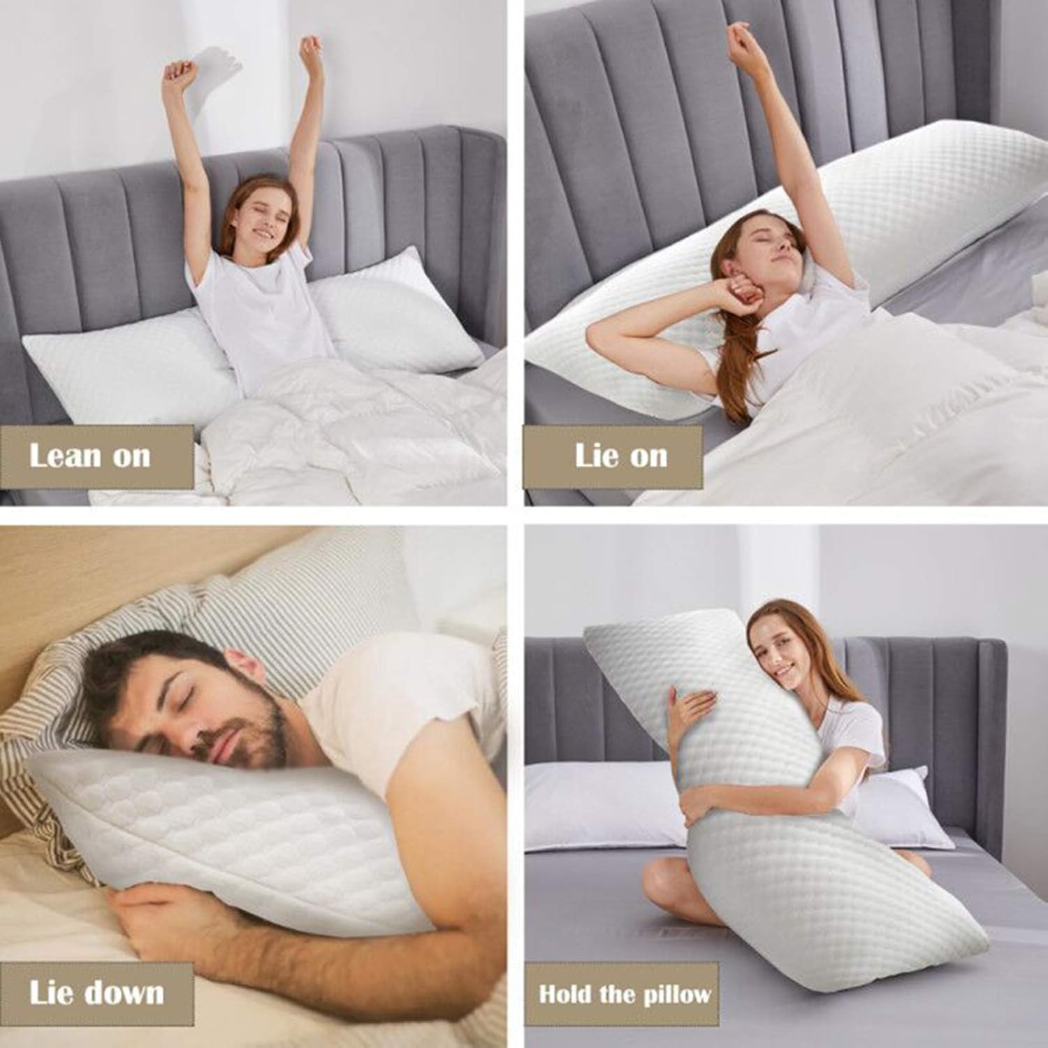 DOWNCOOL Full Body Pillow for Adults- Ultra Soft Long Bed Pillow with Removable Bamboo Cover Cooling Breathable, Polyester Microfiber Large Body Pillow, 20x54 inch ( with Cover): Kitchen & Dining