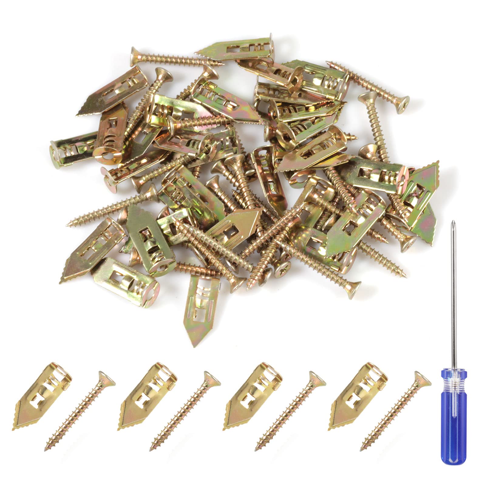 SPEEDWOX 30 Pcs Drywall Self-Drilling Anchors with Screws Kit, Self Drilling Drywall Anchors, Hollow Wall Anchor Tapping Screw with Phillips Screwdriver No Drill or Holes in Wall