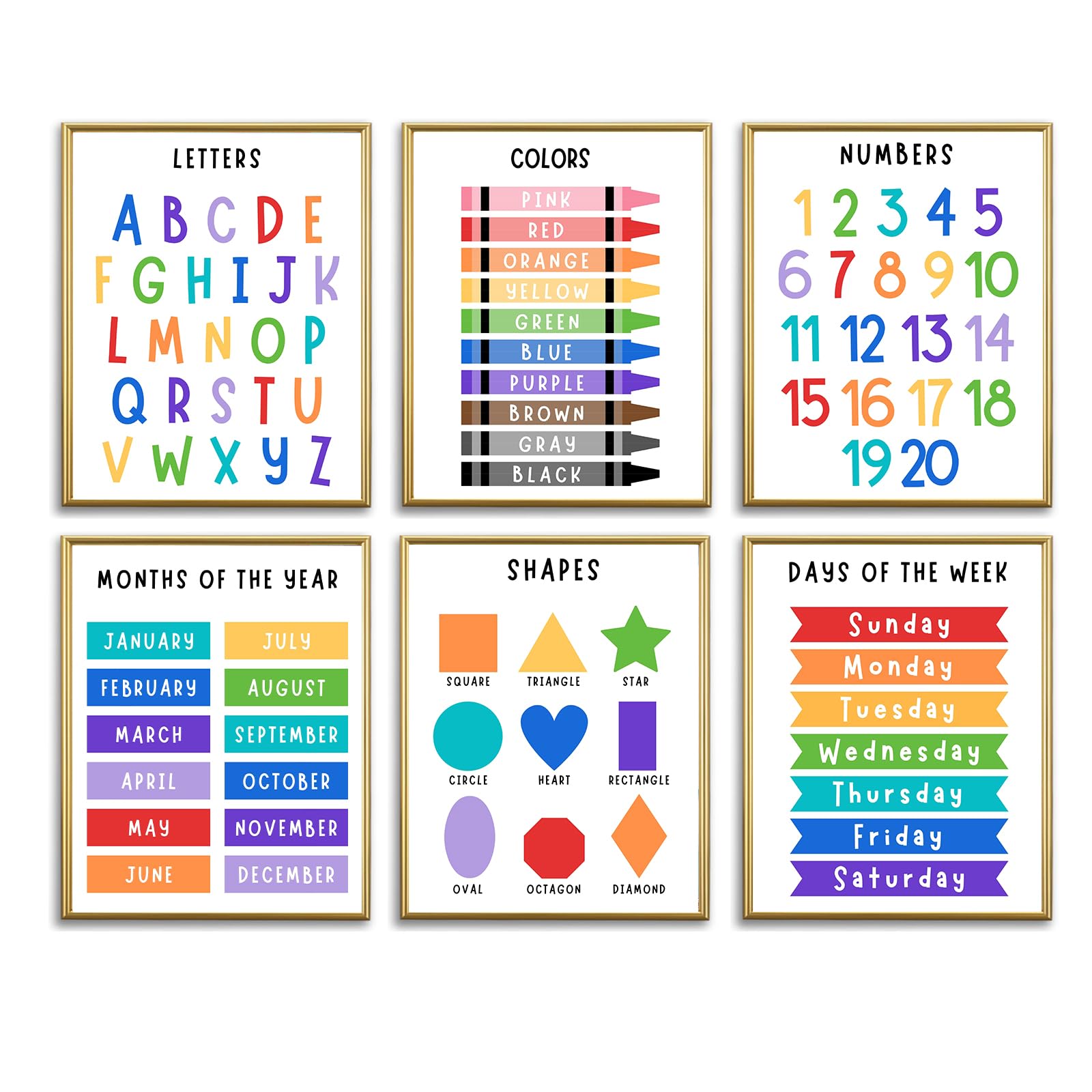 AUNMER Educational Preschool Posters,Number Alphabet Timetable Posters Toddler Kids Classroom Learning Decorations Nursery Homeschool Kindergarten Playroom Teaching Poster 11X14 inch