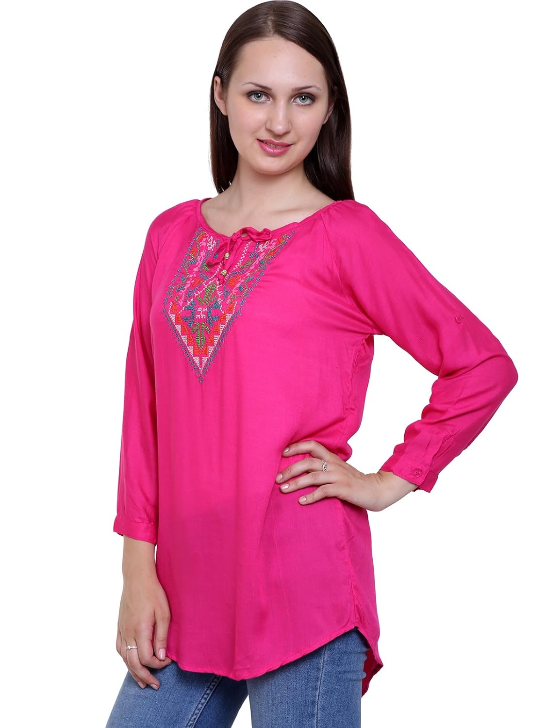 papsara pink rayon women long top