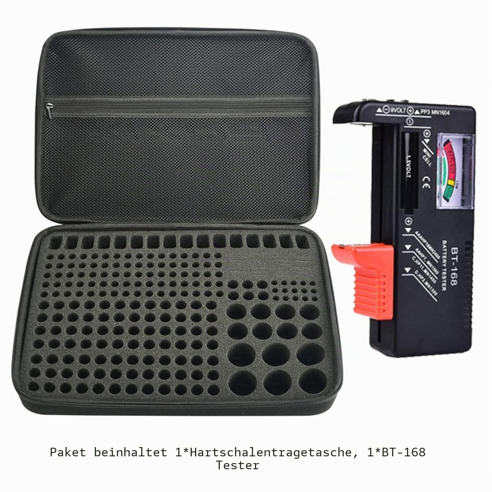 Kixda Batteriegehäuse, 250+ Steckplätze, große Organizer-Aufbewahrungsbox, Halterung für 2 A, 3 A, 4 A, C, D, 9 V, 3 V Lithium-Knopfbatterien (inklusive Tester, ohne Batterien) 4