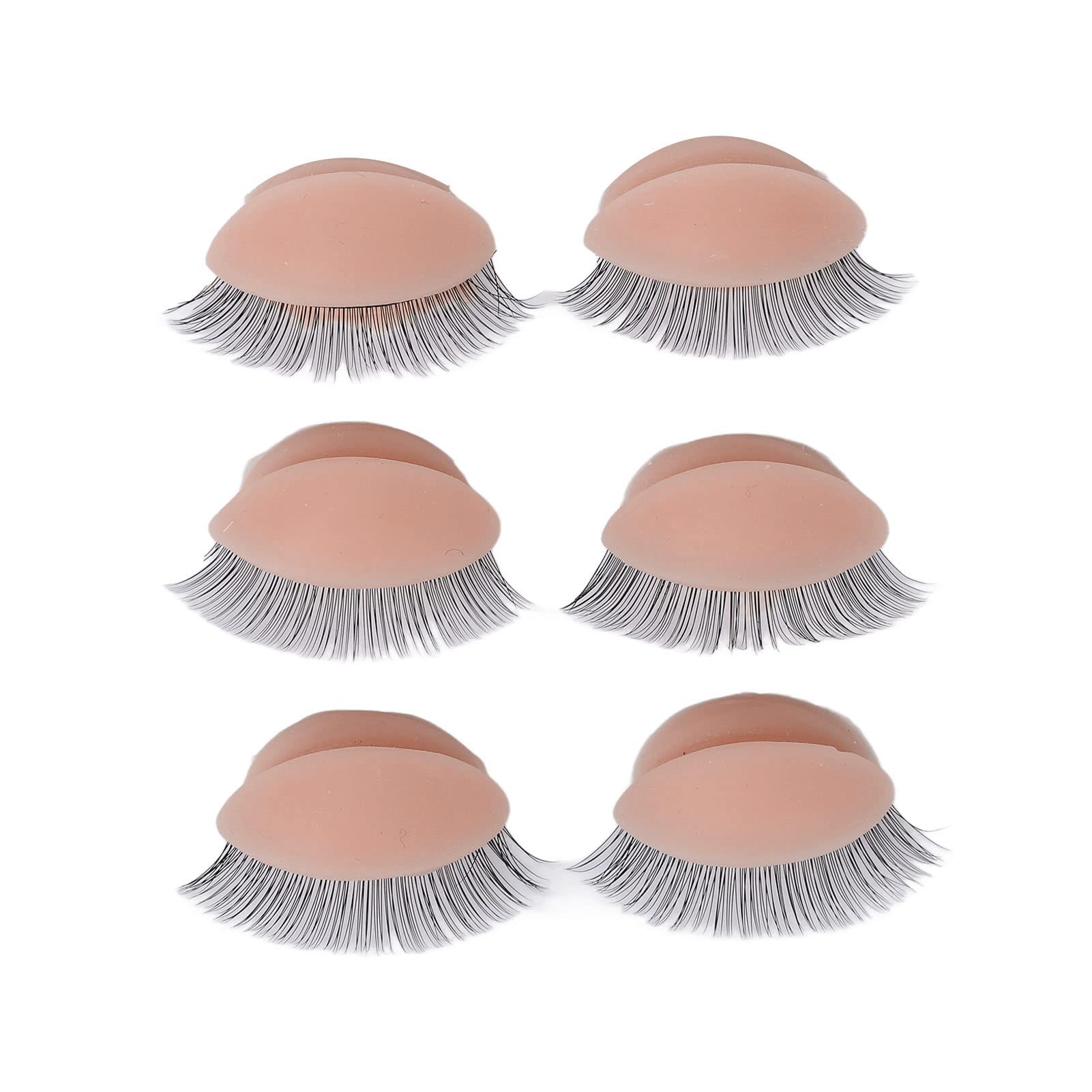 3 Pairs Replaced Eyelids Silicone Double Eyelashes Replacement Eyelids for Mannequin Head Practice Removable Eyelids with Double Layer Eyelashes Eyelash Extension Practice Eyelid (Pink)