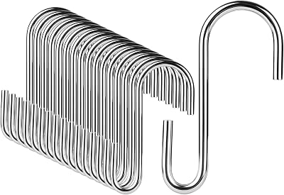 DONQL 20pcs Silver S-Shaped Hanging Hooks, 2.36in Heavy Duty Stainless Steel