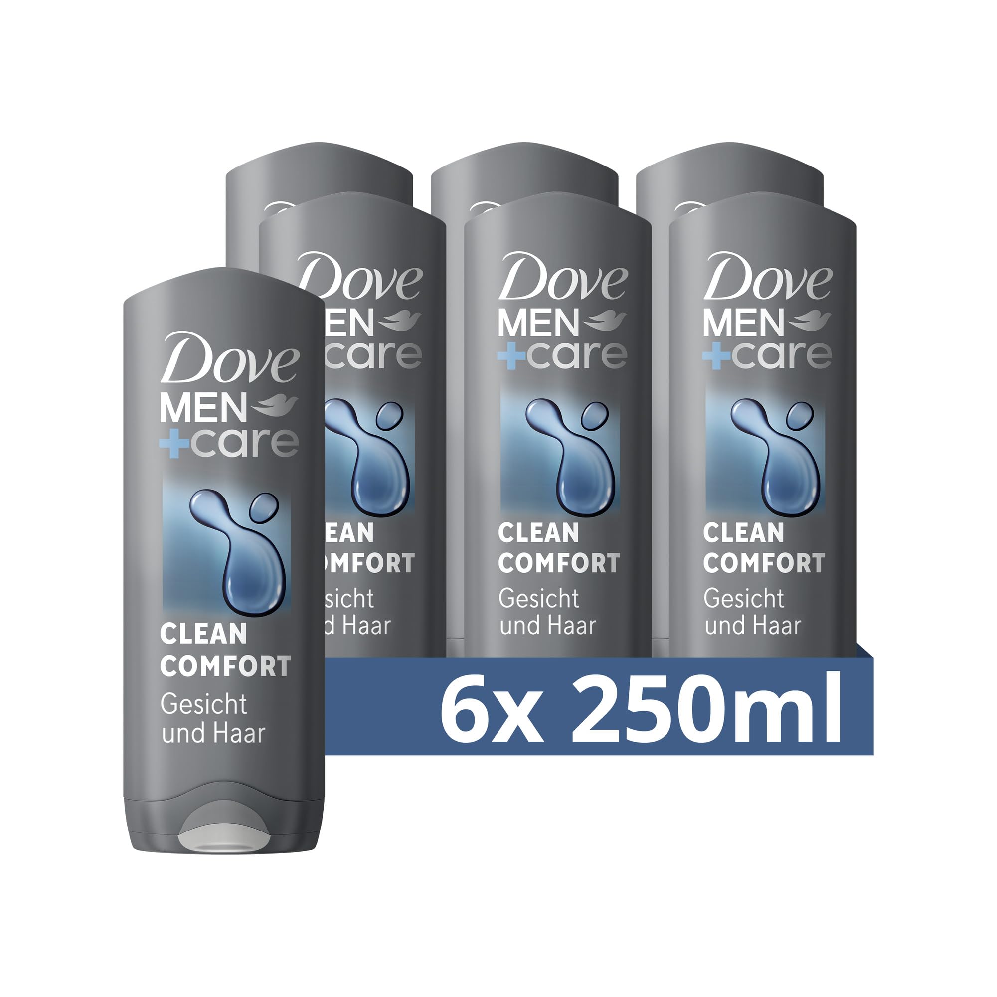 Dove Men+Care 3-in-1 shower gel Clean Comfort shower gel for body, face and hair with 24-hour care effect 250 ml 6 pieces “packaging may vary”