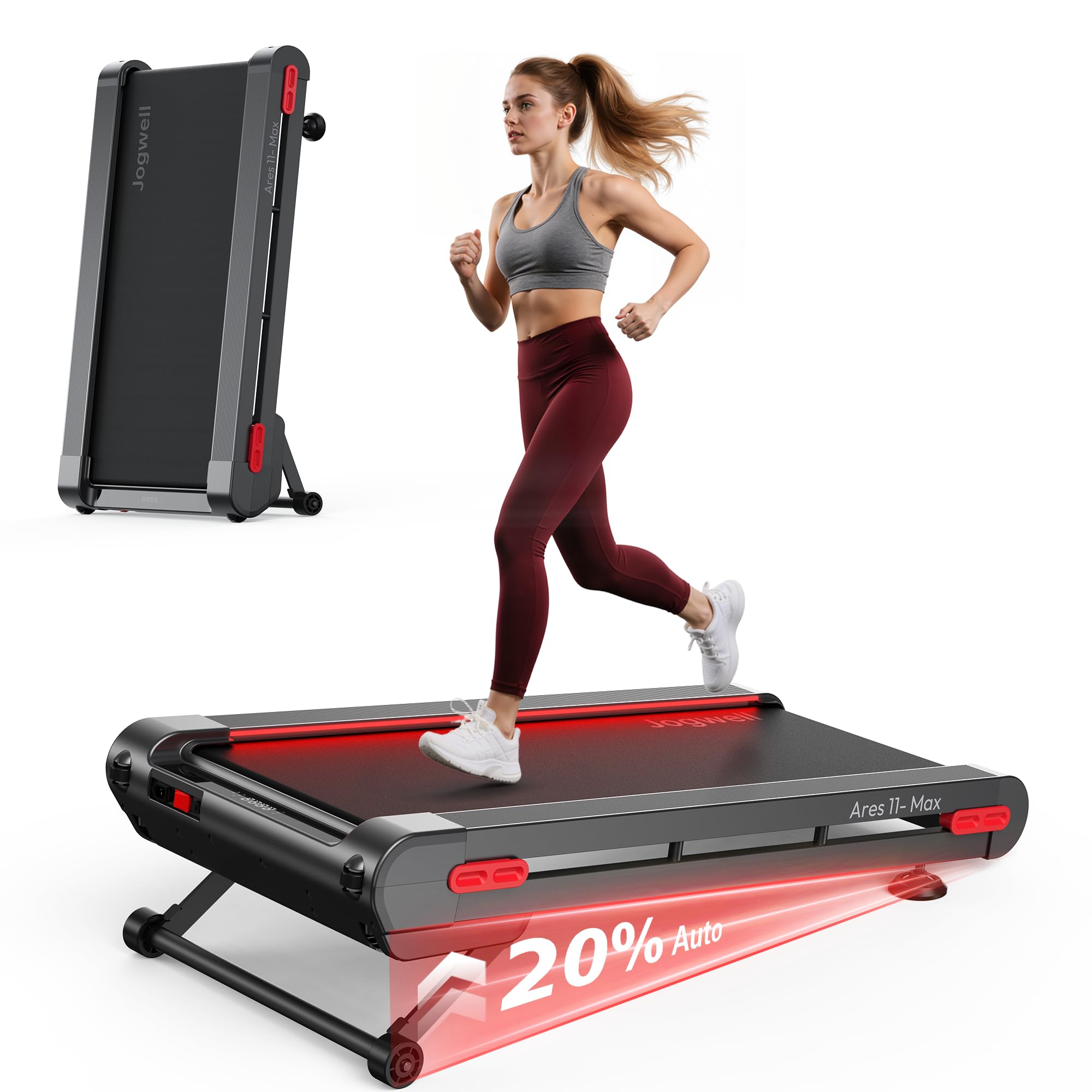 Photo 1 of Walking Pad Treadmill with 20% Auto Incline, Under Desk Treadmill for Home Office, Spacious Surface, 3.5HP Whisper-Quiet, 400lbs Capacity, Upright Space-Saving Design, APP