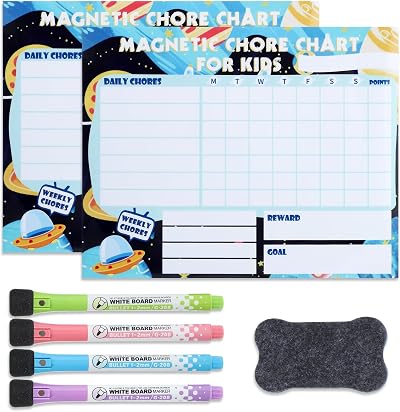 Thboxes 2 Pack Magnetic Reward Charts for Kids, Reusable Fridge Chores