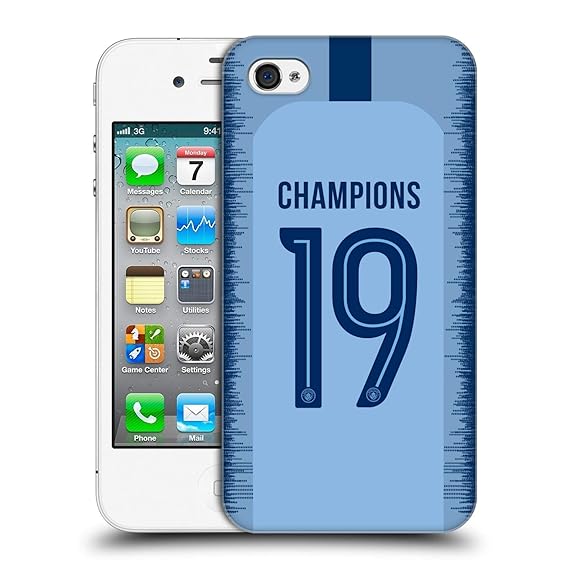 Head Case Designs Offizielle Manchester City Man City FC Home Kit 2019 Champions Ruckseite Hülle für iPhone 4 / iPhone 4S
