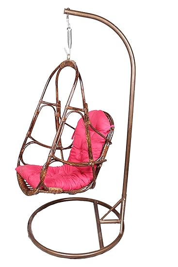 IRA Metal Stand With Cane Rattan Swing And Cushion