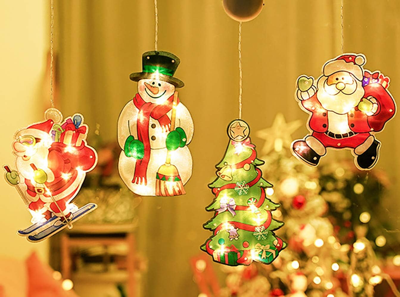 Christmas Window Lights，Christmas LED Window Sucker Lamp Lighted Window