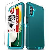 LeYi for Galaxy-A13-5G-Phone Case: Heavy Duty 3 Layer Protection, Teal | Samsung A13 Phone Case with Tempered Glass Screen Protector, Military Grade Shockproof Durable with Charging Port Cover A 13