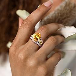 AGRULE Created Citrine Ring - 925 Sterling Silver