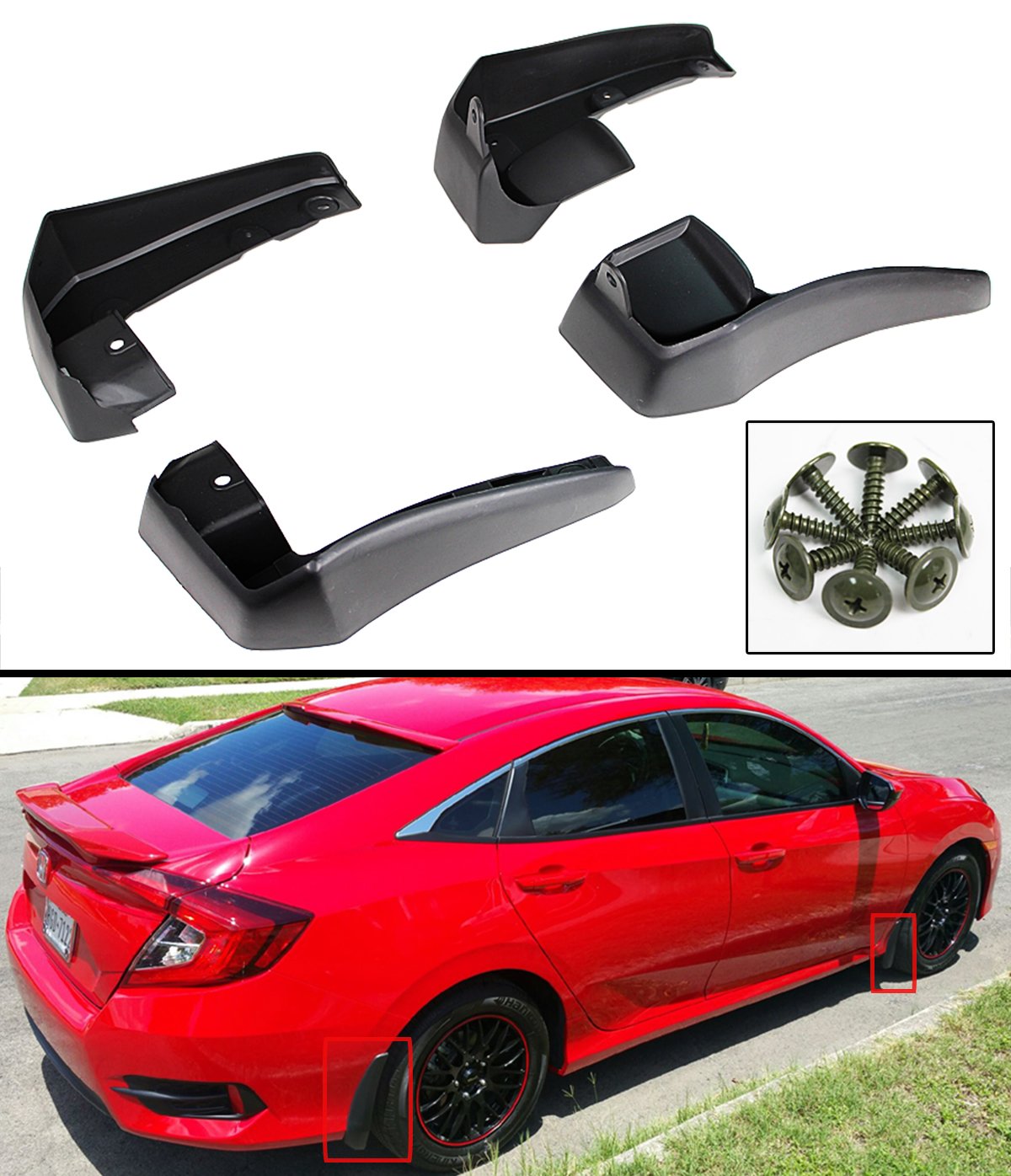 Cuztom Tuning Fits For 2016 2019 10th Gen Honda Civic 4 Door Sedan Front Rear Mud Flap Splash Guards 4 Pieces Set Buy Online In Aruba At Aruba Desertcart Com Productid 34270927